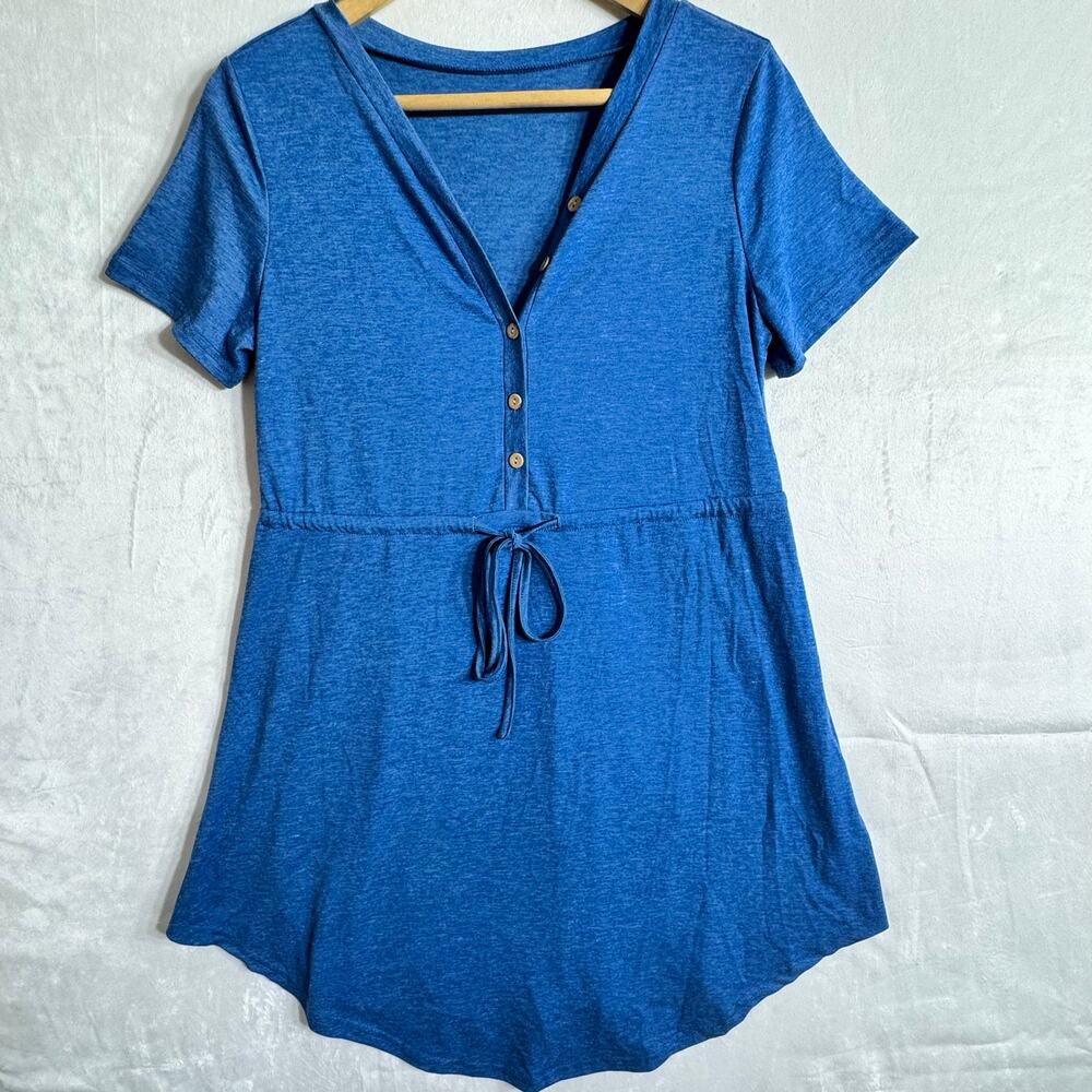 Cupshe Dress Women’s Small Blue Button Front Tie Waist Mini Casual NWT